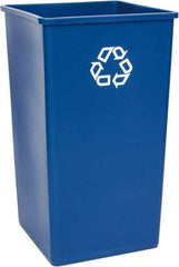 Rubbermaid - 50 Gal Blue Square Recycling Container - Polyethylene, 34-1/4" High x 19-1/2" Long x 19-1/2" Wide - Eagle Tool & Supply