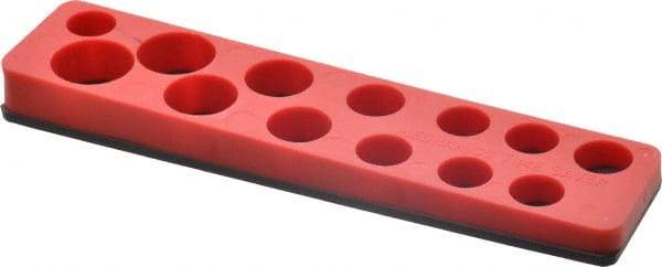 Value Collection - 13 Piece Capacity Magnetic Shallow Socket Holder - 3/8" Drive, Red - Eagle Tool & Supply