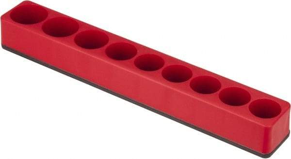 Value Collection - 9 Piece Capacity Magnetic Deep & Shallow Socket Holder - 1/2" Drive, Red - Eagle Tool & Supply