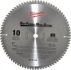 Milwaukee Tool - 10" Diam, 5/8" Arbor Hole Diam, 80 Tooth Wet & Dry Cut Saw Blade - Carbide-Tipped, General Purpose & Straight Action, Standard Round Arbor - Eagle Tool & Supply