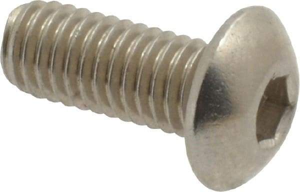 Value Collection - M5x0.80 Metric Coarse Hex Socket Drive, Button Screw - Grade 18-8 & Austenitic A2 Stainless Steel, Uncoated, Fully Threaded, 12mm Length Under Head - Eagle Tool & Supply