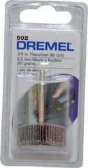 Dremel - 3/8" Diam, Medium Aluminum Oxide Coated Mounted Flap Wheel - 1/8" Shank Mount, 80 Grit - Eagle Tool & Supply