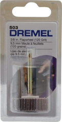 Dremel - 3/8" Diam, Fine Aluminum Oxide Coated Mounted Flap Wheel - 1/8" Shank Mount, 120 Grit - Eagle Tool & Supply