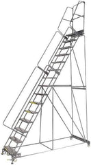 Ballymore - 192" 15 Step Ladder - Lock Step Rolling Safety Ladder, 450 Lb Capacity, 150" Platform Height, 40" Base Width x 106" Base Depth, Grip Strut - Eagle Tool & Supply