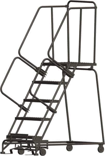 Ballymore - 83" 5 Step Ladder - 450 Lb Capacity, 50" Platform Height, 24" Base Width x 49" Depth, Heavy-Duty Serrated Grating - Eagle Tool & Supply