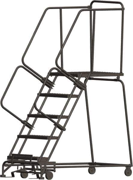 Ballymore - 83" 5 Step Ladder - 450 Lb Capacity, 50" Platform Height, 30" Base Width x 56" Depth, Heavy-Duty Serrated Grating - Eagle Tool & Supply