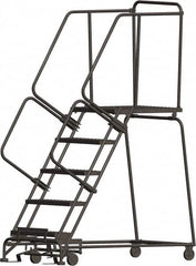 Steel Rolling Ladder: 5 Step Perforated Tread