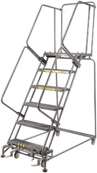 Ballymore - 93" 6 Step Ladder - 450 Lb Capacity, 60" Platform Height, 30" Base Width x 56" Depth, Heavy-Duty Serrated Grating - Eagle Tool & Supply