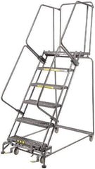 Ballymore - 93" 6 Step Ladder - 450 Lb Capacity, 60" Platform Height, 30" Base Width x 56" Depth, Heavy-Duty Serrated Grating - Eagle Tool & Supply