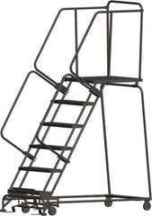 Ballymore - 93" 6 Step Ladder - 450 Lb Capacity, 60" Platform Height, 30" Base Width x 63" Depth, Heavy-Duty Serrated Grating - Eagle Tool & Supply