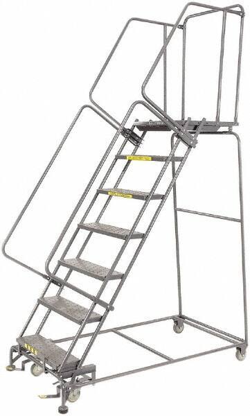 Ballymore - 103" 7 Step Ladder - 450 Lb Capacity, 70" Platform Height, 24" Base Width x 62" Depth, Heavy-Duty Serrated Grating - Eagle Tool & Supply