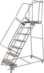 Ballymore - 103" 7 Step Ladder - 450 Lb Capacity, 70" Platform Height, 30" Base Width x 62" Depth, Heavy-Duty Serrated Grating - Eagle Tool & Supply