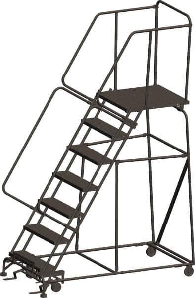 Ballymore - 103" 7 Step Ladder - 450 Lb Capacity, 70" Platform Height, 24" Base Width x 69" Depth, Heavy-Duty Serrated Grating - Eagle Tool & Supply
