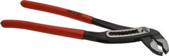 Knipex - 12" OAL, 2-3/4" Max Capacity, 9 Position Water Pump Tongue & Groove Pliers - Self-Gripping V-Jaws, Alligator Jaw Head, Plastic Dipped Handles - Eagle Tool & Supply
