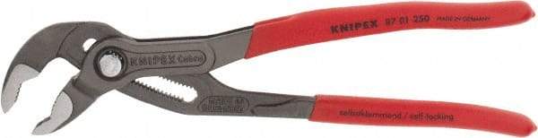 Knipex - 10" OAL, 2" Max Capacity, 25 Position Water Pump Tongue & Groove Pliers - Standard V-Jaws, Standard Head, Nonslip Plastic Handles - Eagle Tool & Supply