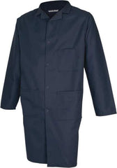 PRO-SAFE - Size L Navy Blue Lab Coat - Polyester and Cotton, Snap Front, Open Wrists, (2 Pass Through Pockets and Front Chest and Hip Pocket) - Eagle Tool & Supply