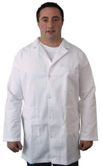 PRO-SAFE - Size M White Lab Coat - Polyester and Cotton, Snap Front, Open Wrists, (2 Pass Through Pockets and Front Chest and Hip Pocket) - Eagle Tool & Supply