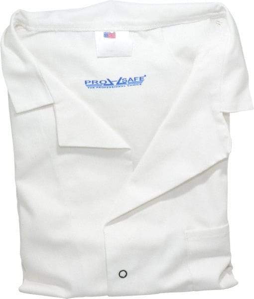 PRO-SAFE - Size L White Lab Coat - Polyester and Cotton, Snap Front, Open Wrists, (2 Pass Through Pockets and Front Chest and Hip Pocket) - Eagle Tool & Supply