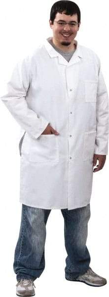PRO-SAFE - Size XL White Lab Coat - Polyester and Cotton, Snap Front, Open Wrists, (2 Pass Through Pockets and Front Chest and Hip Pocket) - Eagle Tool & Supply