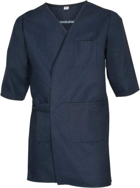 PRO-SAFE - Size L Navy Blue Smock with 5 Pockets - Polyester and Cotton, Buttonless and Ties In Back - Eagle Tool & Supply