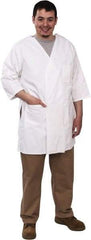 PRO-SAFE - Size XL White Smock with 5 Pockets - Polyester and Cotton, Buttonless and Ties In Back - Eagle Tool & Supply
