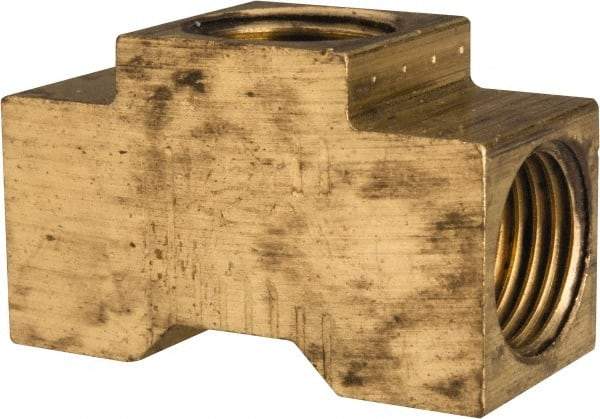 Eaton - 1/4" Tube OD, 45° Brass Flared Tube Inverted Union Tee - Flare x Flare x Flare Ends - Eagle Tool & Supply