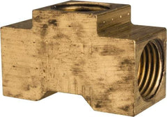 Eaton - 1/4" Tube OD, 45° Brass Flared Tube Inverted Union Tee - Flare x Flare x Flare Ends - Eagle Tool & Supply