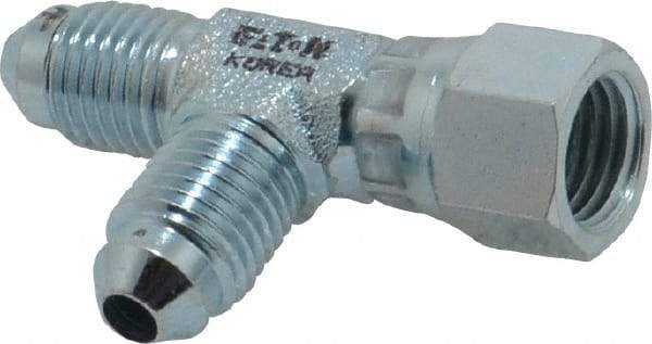 Eaton - 1/4" Tube OD, 37° Steel Flared Tube Swivel Nut Run Tee - Flare x Swivel x Flare Ends - Eagle Tool & Supply
