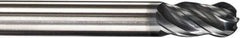SGS - 15/32" Diam, 1" LOC, 4 Flute Solid Carbide Ball End Mill - AlTiN Finish, Single End, 3" OAL, 1/2" Shank Diam, Spiral Flute - Eagle Tool & Supply