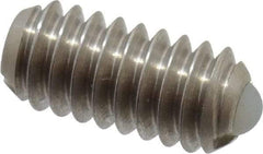 Gibraltar - 1/4-20, 0.125" Ball Diam, 0.531" Body Length, 0.035" Max Ball Reach, Threaded Ball Plunger - Stainless Steel Body, Nylon Ball, 2 Lb Initial End Force, 4 Lb Final End Force - Eagle Tool & Supply