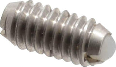 Gibraltar - 8-32, 0.094" Ball Diam, 0.344" Body Length, 0.025" Max Ball Reach, Threaded Ball Plunger - Stainless Steel Body, Nylon Ball, 0.5 Lb Initial End Force, 1.25 Lb Final End Force, Locking Element - Eagle Tool & Supply