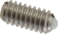 Gibraltar - 1/4-20, 0.125" Ball Diam, 0.531" Body Length, 0.035" Max Ball Reach, Threaded Ball Plunger - Stainless Steel Body, Nylon Ball, 3 Lb Initial End Force, 7 Lb Final End Force - Eagle Tool & Supply