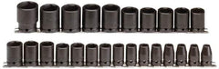 Proto - 25 Piece 1/2" Drive Impact Socket Set - 6 Points, 8mm to 36mm Range, Metric Measurement Standard - Eagle Tool & Supply