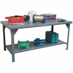 Strong Hold - Stationary Work Benches, Tables Type: Work Table Top Material: 7 Gauge Steel - Eagle Tool & Supply