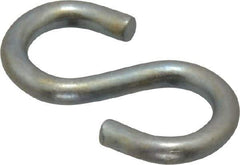 Made in USA - 1/8" Opening, Low Carbon Steel Electrogalvanized S-Hook - 7 Lb Capacity, 1/4" ID, 0.07" Wire, 3/4" OAL - Eagle Tool & Supply