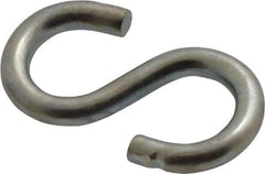 Made in USA - 5/32" Opening, Low Carbon Steel Electrogalvanized S-Hook - 16 Lb Capacity, 5/16" ID, 0.105" Wire, 1" OAL - Eagle Tool & Supply