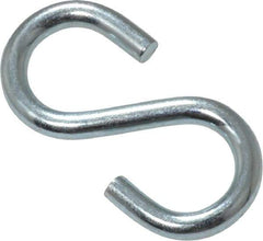 Made in USA - 3/16" Opening, Low Carbon Steel Electrogalvanized S-Hook - 17 Lb Capacity, 3/8" ID, 0.117" Wire, 1-1/4" OAL - Eagle Tool & Supply