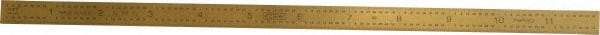 Fowler - 12" Long, 1/64, 1/32, 1/16, 1/8" Graduation, Flexible Steel Rule - 4R Graduation Style, 1" Wide, Yellow, Titanium Finish - Eagle Tool & Supply