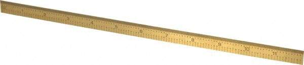 Fowler - 12" Long, 1/100, 1/64, 1/32, 1/10" Graduation, Flexible Steel Rule - 5R Graduation Style, 1/2" Wide, Yellow, Titanium Finish - Eagle Tool & Supply