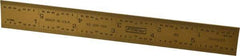 Fowler - 6" Long, 1/64, 1/32, 1/16, 1/8" Graduation, Rigid Steel Rule - 4R Graduation Style, 3/4" Wide, Yellow, Titanium Finish - Eagle Tool & Supply