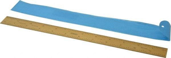 Fowler - 12" Long, 1/64, 1/32, 1/16, 1/8" Graduation, Rigid Steel Rule - 4R Graduation Style, 1" Wide, Yellow, Titanium Finish - Eagle Tool & Supply
