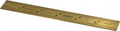 Fowler - 6" Long, 1/100, 1/64, 1/32, 1/10" Graduation, Rigid Steel Rule - 5R Graduation Style, 3/4" Wide, Yellow, Titanium Finish - Eagle Tool & Supply