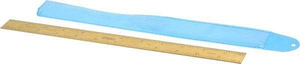 Fowler - 12" Long, 1/100, 1/64, 1/32, 1/10" Graduation, Rigid Steel Rule - 5R Graduation Style, 1" Wide, Yellow, Titanium Finish - Eagle Tool & Supply