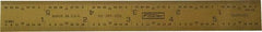 Fowler - 6" Long, 1/64, 1/32" and 0.5, 1mm Graduation, Rigid Steel Rule - English/Metric Graduation Style, 1/2" Wide, Yellow, Titanium Finish - Eagle Tool & Supply