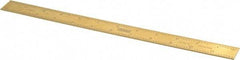 Fowler - 12" Long, 1/64, 1/32" and 0.5, 1mm Graduation, Rigid Steel Rule - English/Metric Graduation Style, 1/2" Wide, Yellow, Titanium Finish - Eagle Tool & Supply