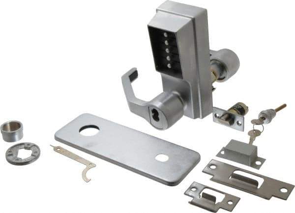 Kaba Access - Heavy Duty Combination Entry Lever Lockset with Key Override - 2-3/4" Back Set, 6 or 7 Pin Length Best & Compatible Cylinder (Core Not Included), Satin Chrome Finish - Eagle Tool & Supply