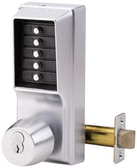 Kaba Access - 1-3/8 to 2-1/4" Door Thickness, Satin Chrome Pushbutton Knob Lockset - 2-3/4" Back Set - Eagle Tool & Supply