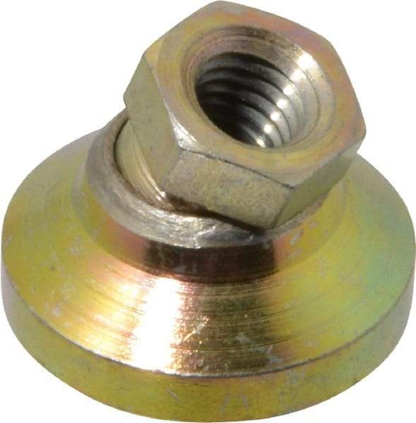 Gibraltar - 453 kg Capacity, M8 Thread, 17.8mm OAL, Steel Stud, Tapped Pivotal Socket Mount Leveling Pad - 25.5mm Base Diam, Steel Pad, 12.7mm Hex - Eagle Tool & Supply