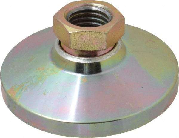 Gibraltar - 9072 kg Capacity, M24 Thread, 47.6mm OAL, Steel Stud, Tapped Pivotal Socket Mount Leveling Pad - 101mm Base Diam, Steel Pad, 35mm Hex - Eagle Tool & Supply
