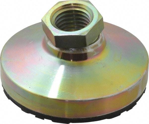Gibraltar - 816 kg Capacity, M20 Thread, 38mm OAL, Steel Stud, Tapped Pivotal Socket Mount Leveling Pad - 76mm Base Diam, Rubber Pad, 27mm Hex - Eagle Tool & Supply